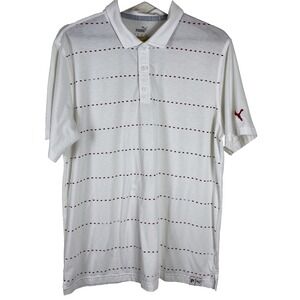 PUMA Men's Polo Golf Shirt Size L White Preppy Tennis Golf Athletic Sporty‎